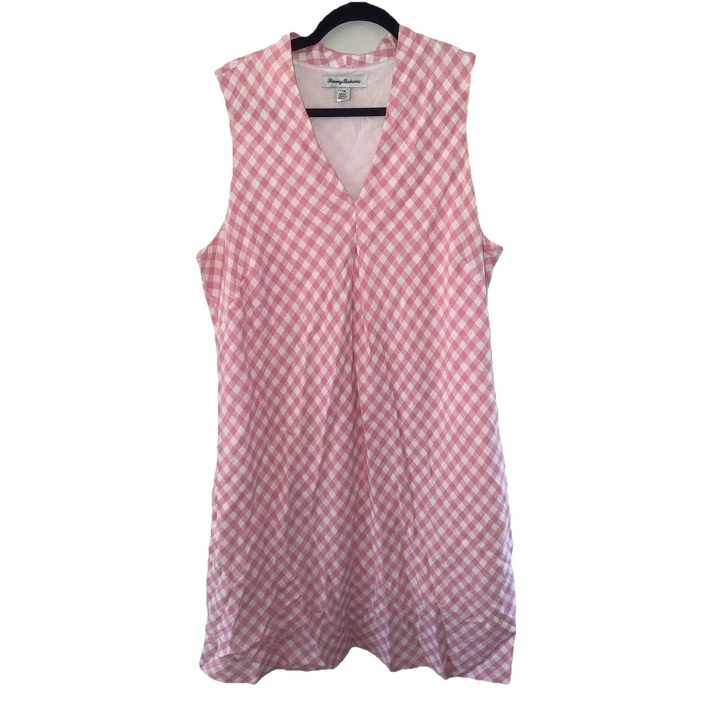 Tommy Bahama Pink and White Gingham Sleeveless Midi Dress
(Bin 11)
